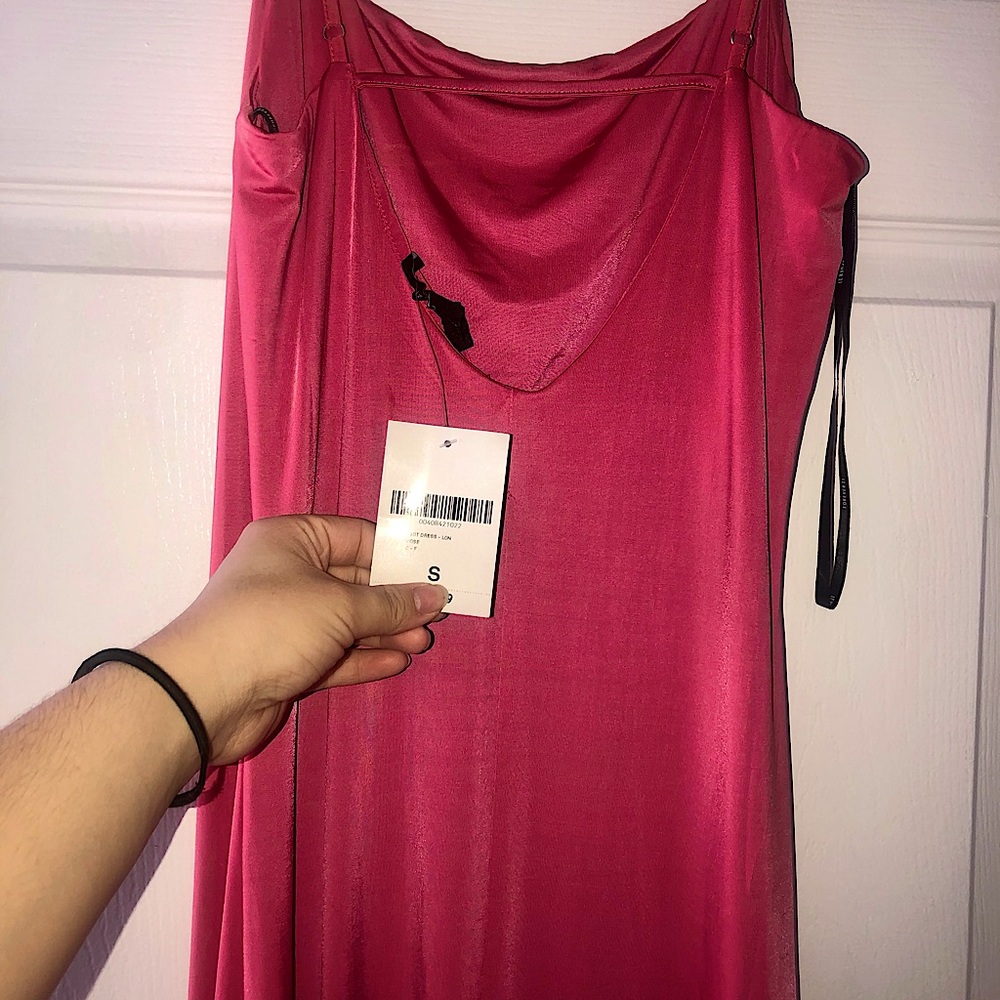 Long coral dress with side slit